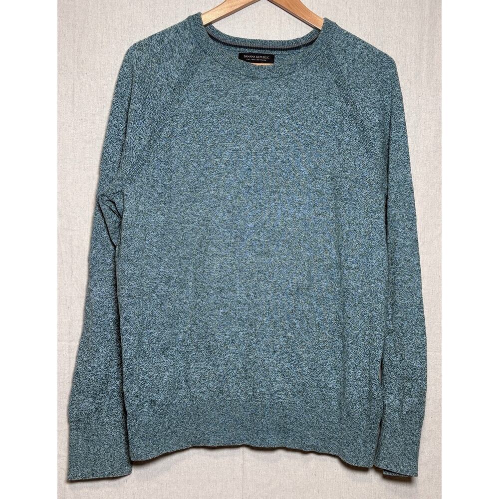 Banana Republic Cotton Cashmere Blend Green Crewneck Long Sleeve Sweater Mens L